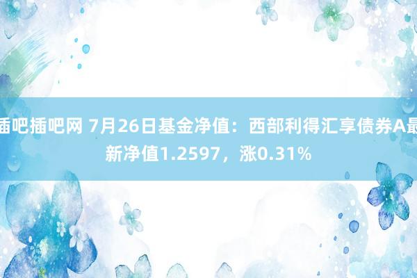 插吧插吧网 7月26日基金净值：西部利得汇享债券A最新净值1.2597，涨0.31%