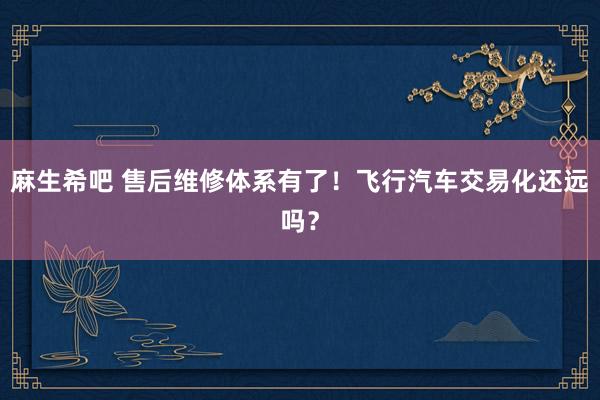 麻生希吧 售后维修体系有了！飞行汽车交易化还远吗？