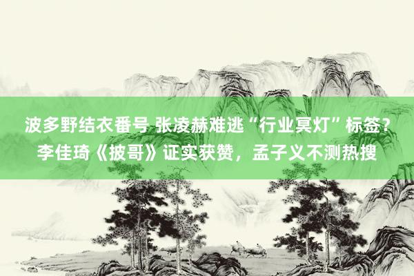 波多野结衣番号 张凌赫难逃“行业冥灯”标签？李佳琦《披哥》证实获赞，孟子义不测热搜