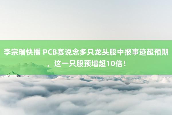 李宗瑞快播 PCB赛说念多只龙头股中报事迹超预期，这一只股预增超10倍！