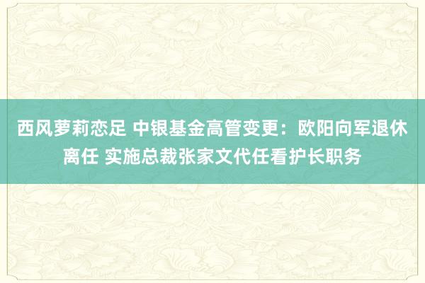 西风萝莉恋足 中银基金高管变更：欧阳向军退休离任 实施总裁张家文代任看护长职务